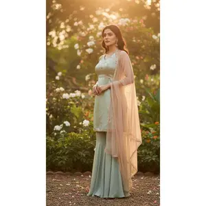 Silk Palazzo Suit - Custom-Stitched with Heavy Sequin Top