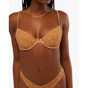 Full Coverage Underwire Micro Polka Dot Bikini Top