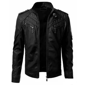 Men's Leather Multi Zipper (StandCollar) Thriller Jacket
