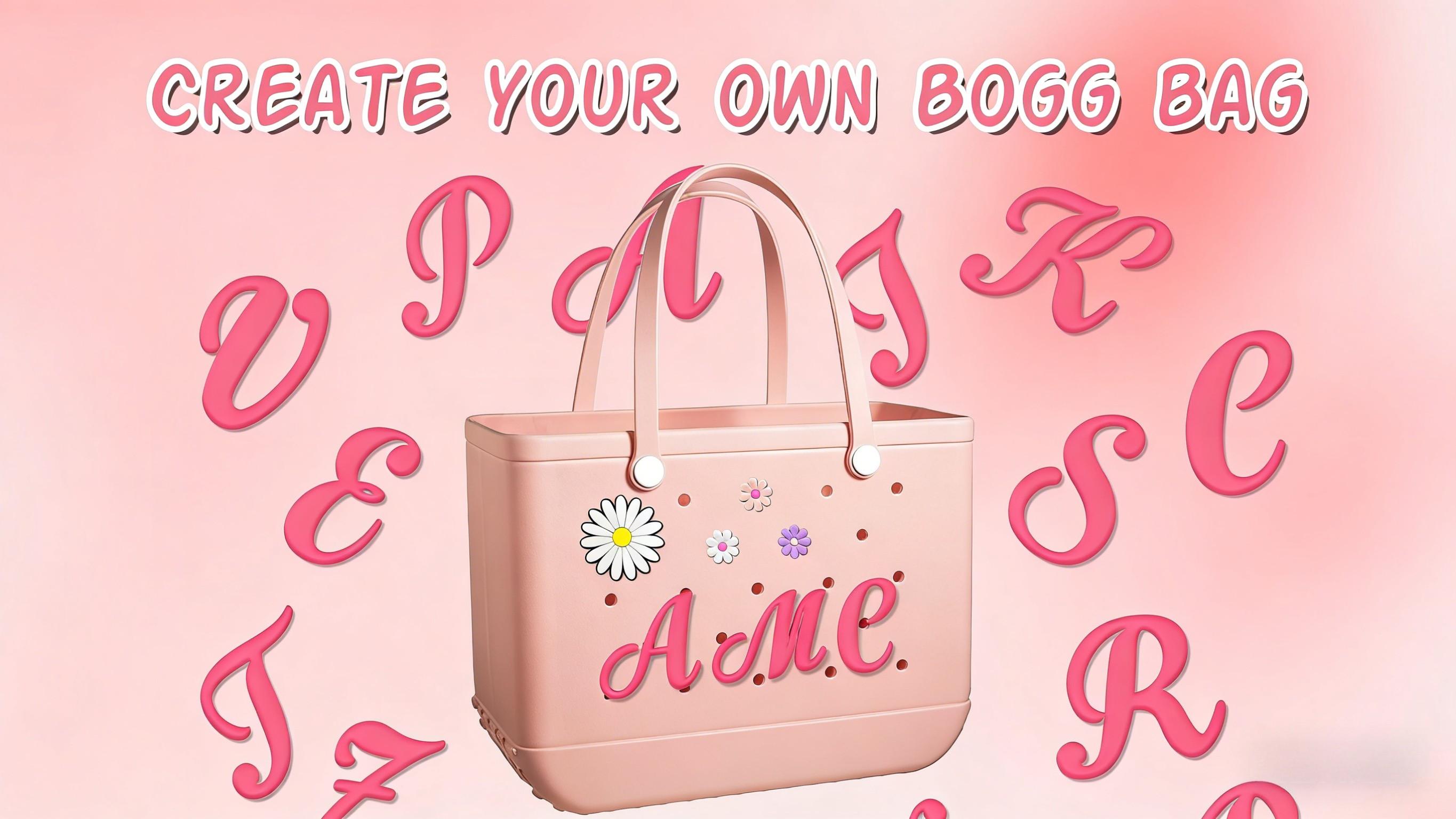 ISUNMEA 5 Pcs Letter Charms for Bogg Bag Accessories - Decorative Alphabet Charm for Handbag Beach Tote Bag