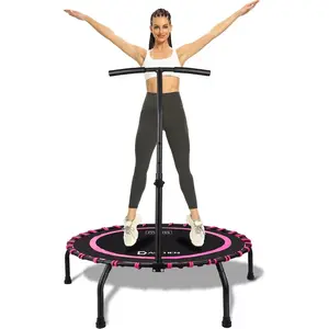 350lbs Rebounder Mini Trampoline for Adult, Indoor Small Trampoline for Exercise Workout Fitness, Upgrade Design Bungee Trampoline for  Quieter Bounce [40 Inches]