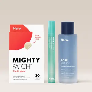 Hero Mighty Patch Original, Pimple Correct Pen, Pore Release Blackhead Clearing Solution Bundle