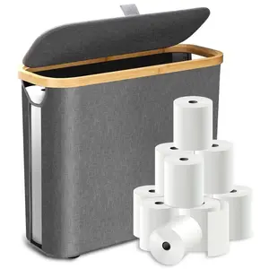 Toilet Paper Storage for 12 Rolls, Stackable & Foldable,Smooth Surface Design- The Ultimate Bathroom Organizer - Single-Piece Water-Resistant Basket​ - Elegant Toilet Paper Storage Holder, Storage Organization.