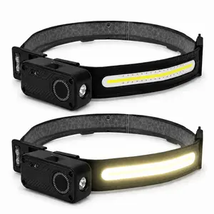 Rechargeable Headlamp Wrist Light, 6 Modes Motion Sensor LED Head Lamp with COB Strip & Side Spotlight, Magnetic Base, Digital Battery Display, Type-C Charging, Hands-Free Light for Camping, Repairs, Running, Night Walking