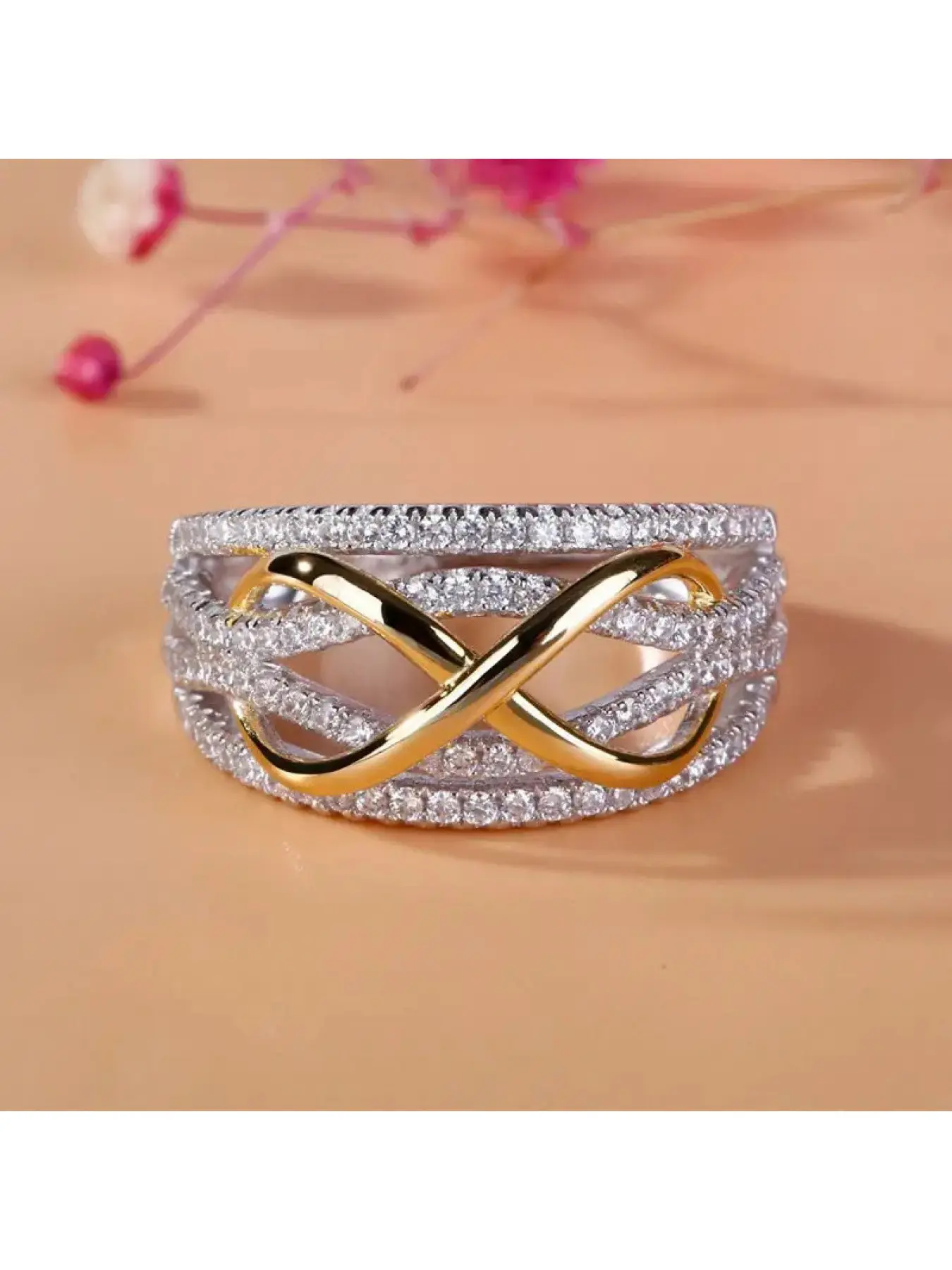 Ring Lady Fashion Hollowed-Out Three-Dimensional Design Ring with Color-Contrasting Design - Infinite Love Character Fingertip Ring Promise Rings, Stackable Rings, Beautiful Rings