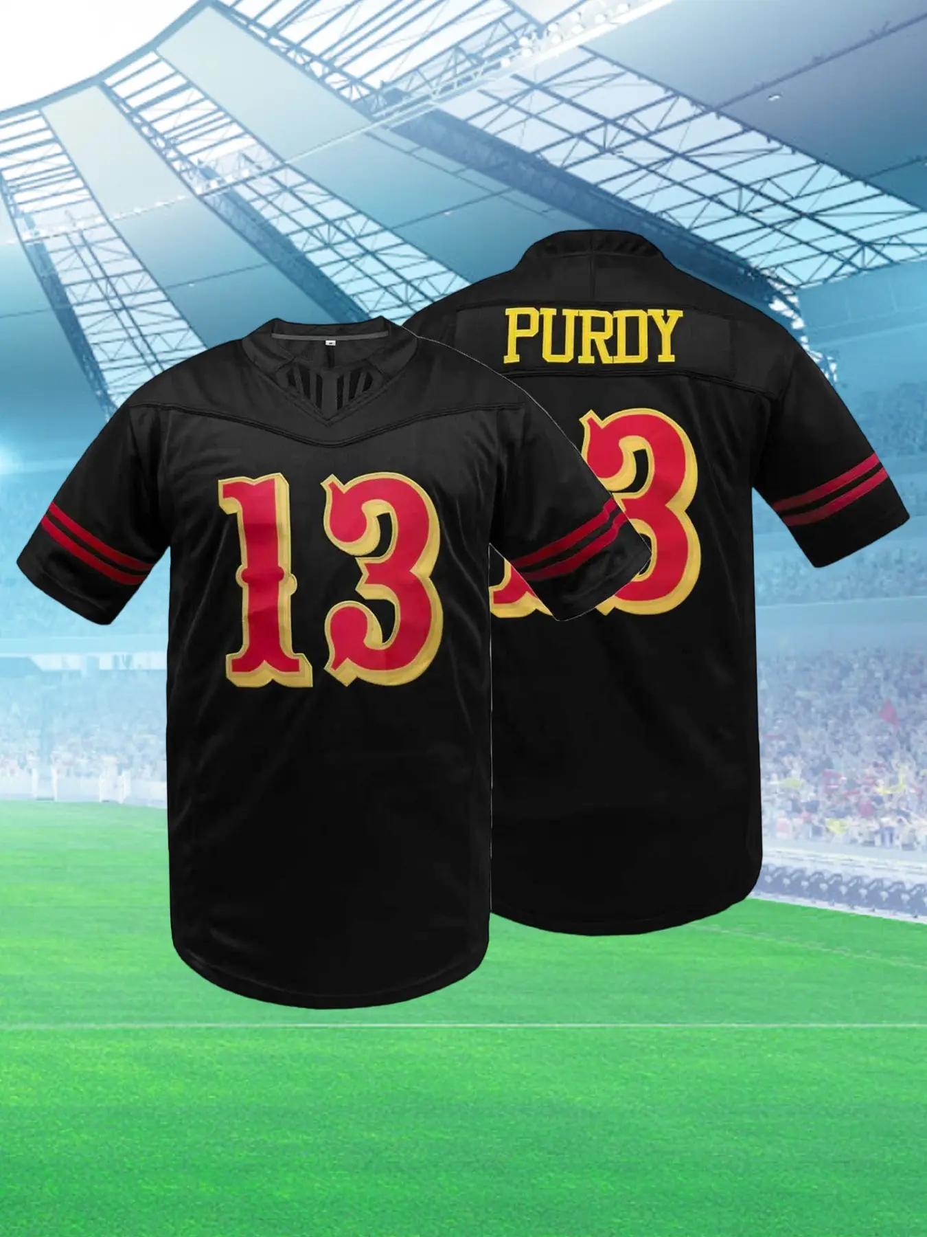 Stitched Brock Purdy #13 Rivalries Collection Game Player Jersey - Black Red Gold, Jersey Shirt, Jersey Top, American Football Jersey, Sport Clothing, Football Uniform, Jersey For Football Fans, Casual Sports Jersey, Fan Sportswear Top