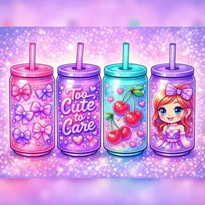 Unlisted *Ready-2-Ship* 16oz Acrylic SlowFlow Glitter Cup w/ Lid & Straw -