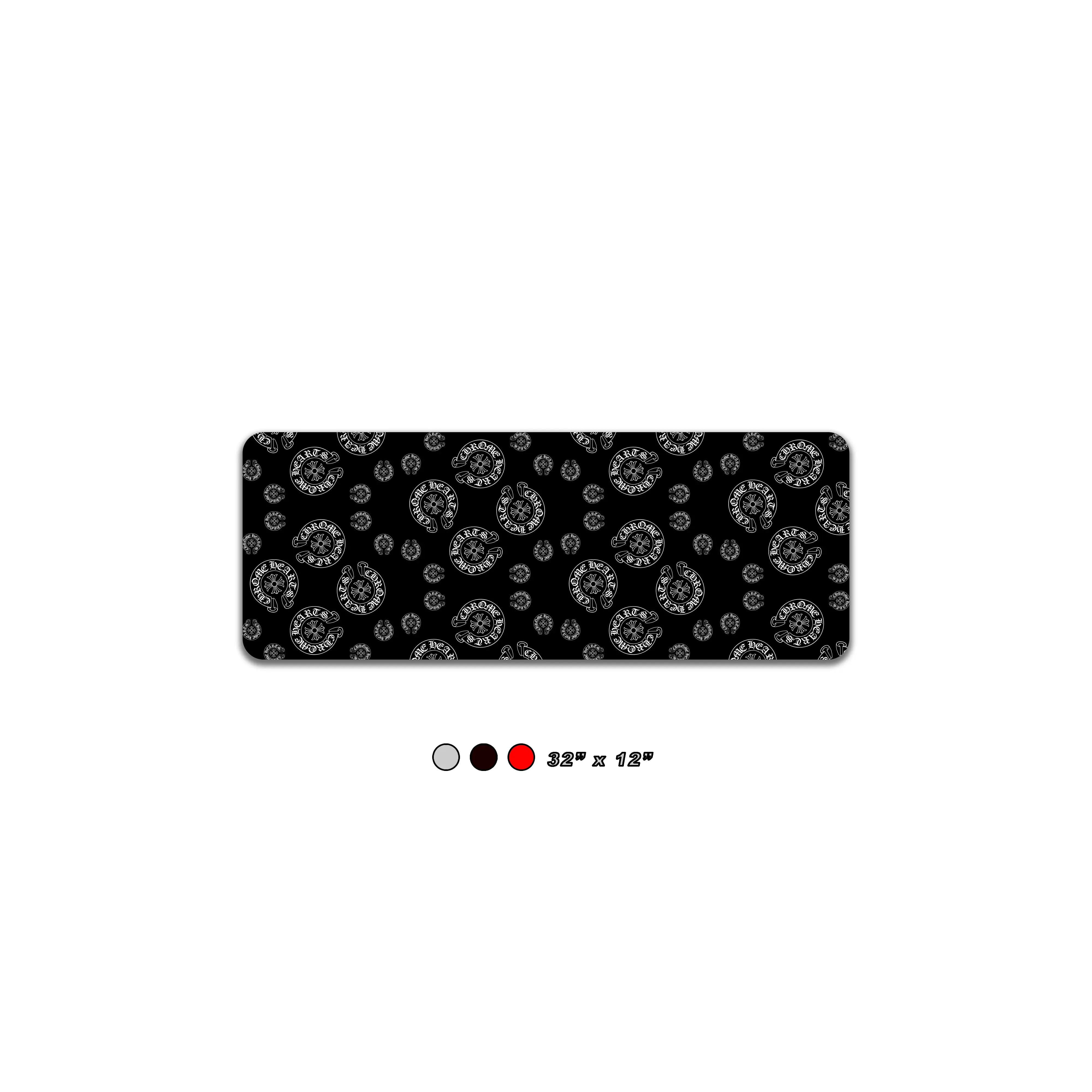 Gothic Mousepad Large 32" x 12" with Cross Motifs for Modern Desk Setup