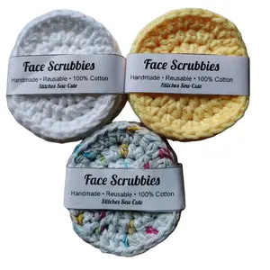 Stitches Sew Cute Handmade Crochet Face Scrubbies 2.5 inches Reusable 100% Cotton for Gentle Skincare Routine Comfortable and Stylish Eco friendly