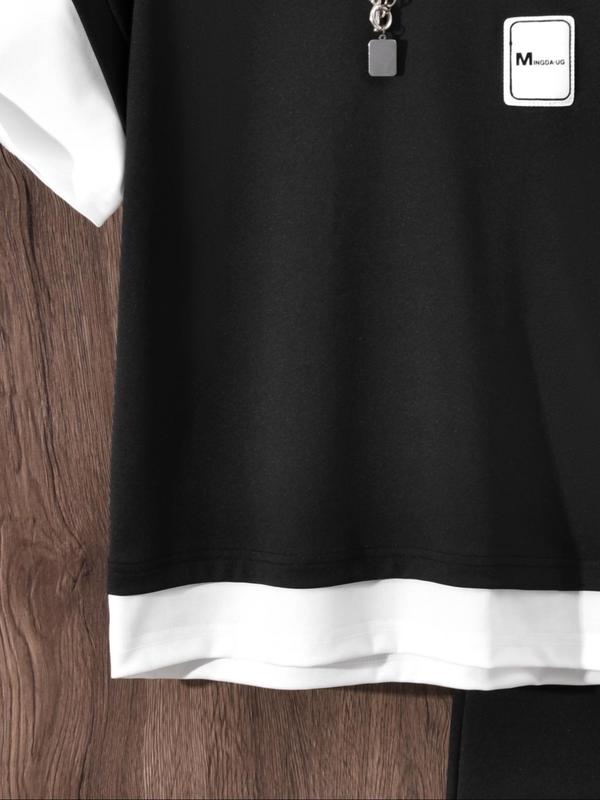 Two-piece Set Boy's Hooded Top & Shorts, Casual Hooded Top & Track Shorts for Summer, Kids Clothes for Daily Wear