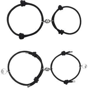FUNRUN Couple Magnetic Bracelet Set – Mutual Attraction Braided Rope Charm Bracelets, Trendy Matching Jewelry Gift for Women & Men