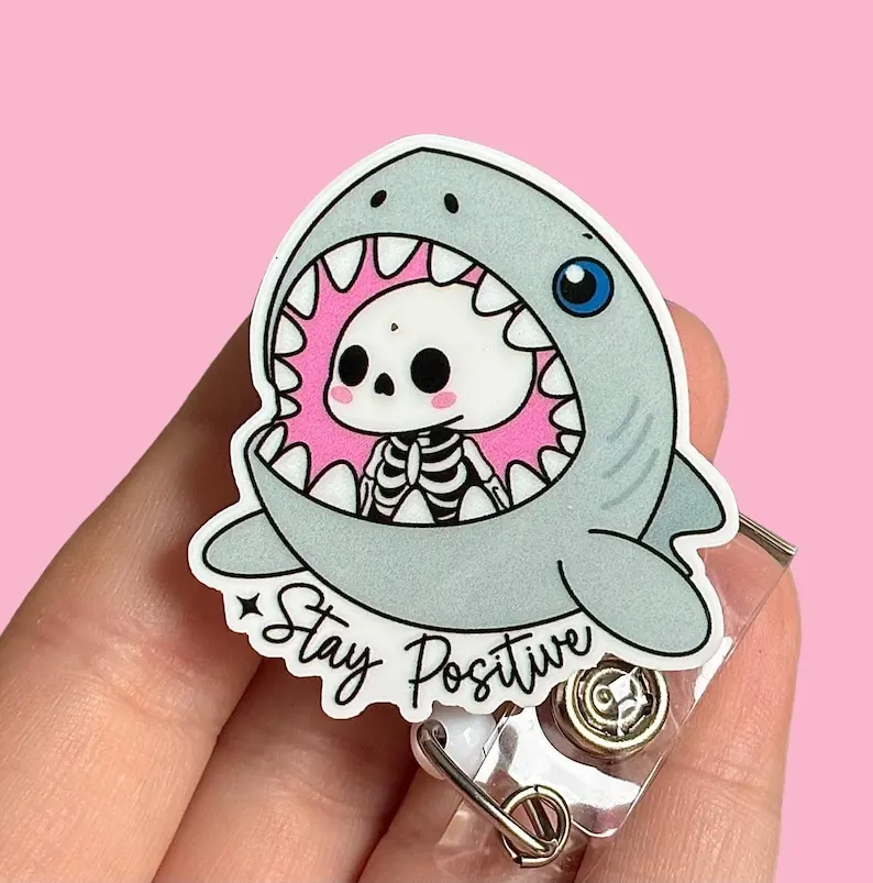 Shark badge reel - Funny badge reel -Coworker gift - Badge pull - Badge clip- Gift for coworker
