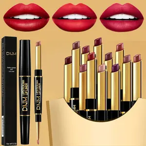 DNJ Double-Ended 6 Pcs Matte Lipstick & Lip Liner 2-in-1 Long-Lasting Nude & Red Lip Color for Women Glossy Lipgloss Flattering Shades Subtle Everyday Looks