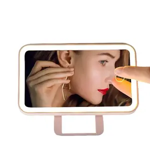 SEAMETAL Car Sun Visor Vanity Mirror Rechargeable Women Makeup Cosmetic Mirror Touch Screen LED Lighting Car Interior Mirrors