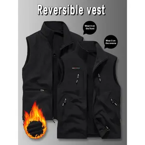 Men's double-sided wool vest with eight pockets, double-sided warm sleeveless jacketRAIMENTRY