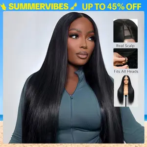 [Hot] CheetahBeauty Upgrade With Drawstring Straight V Part Wigs Human Hair Glueless Body Wave V Part Human Hair Clip in Wigs Beginner Friendly No-Sew In No Glue Ready to Go Wig #Summervibes #weeklydeals