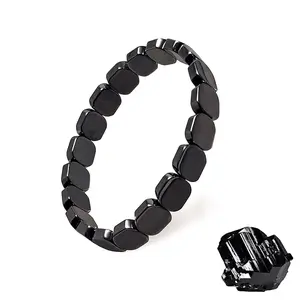 Men's Hematite Bracelet, Elastic Stone Handmade Jewelry, Unisex Fashion Accessory, Perfect for Daily Wear, Adjustable Bracelet