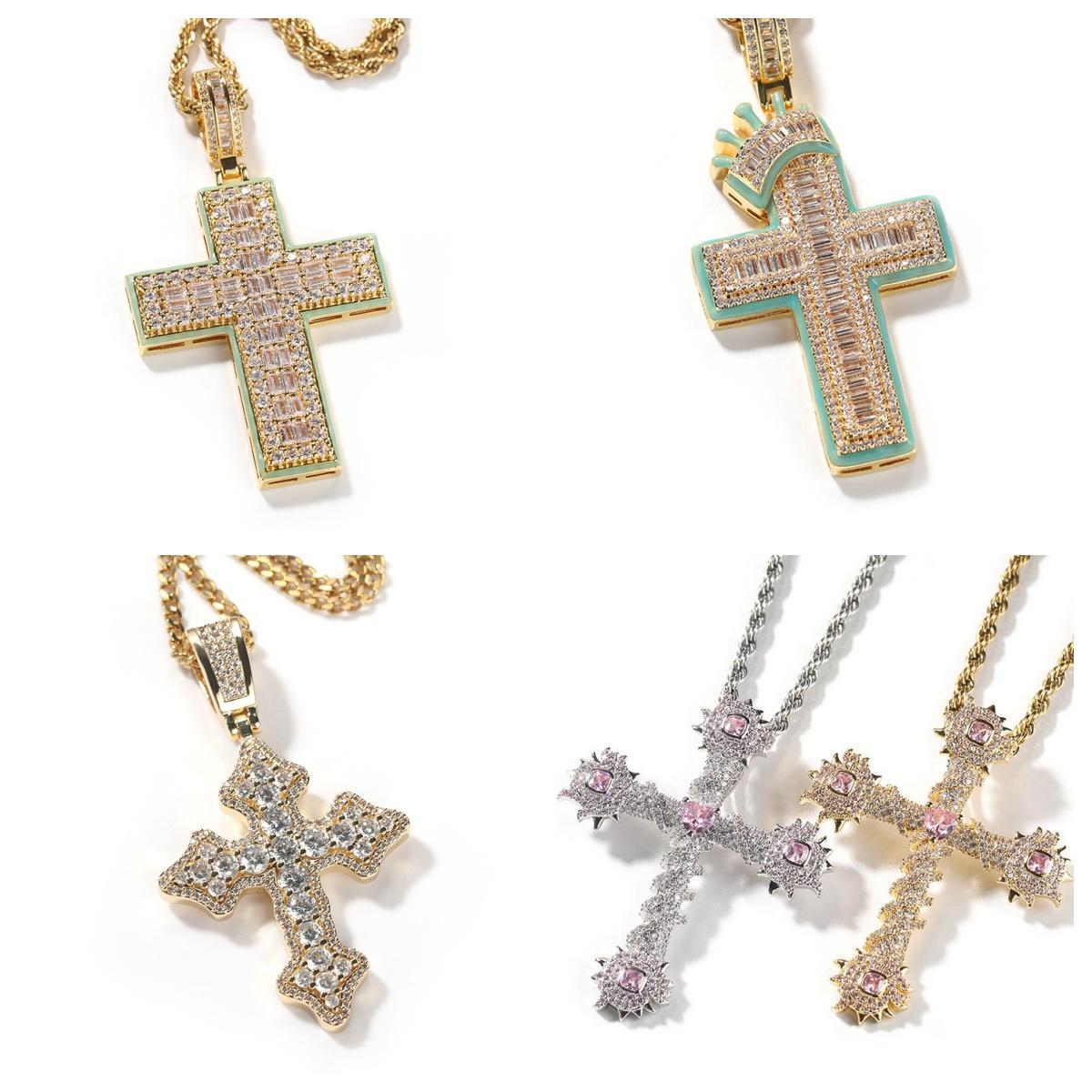 HOLY BLING" Titanium Cross Chain Religious Jewelry Cuban Link Design Purple Zircon Unisex Versatile Accessory High-Quality Materials