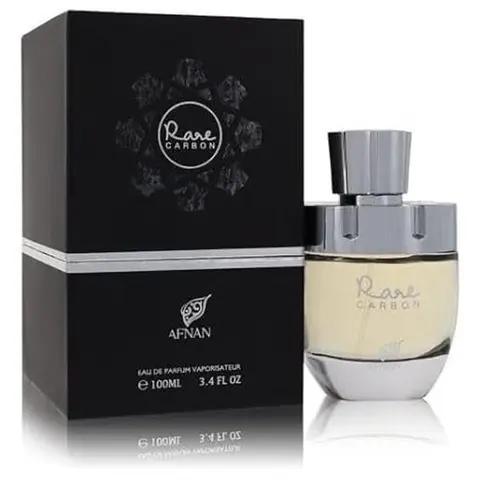 Afnan Rare Carbon Homme EDP Regular Edition Arabian Perfumes - 3.4 fl oz EDP Liquid Colognes, Bold Earthy Woods Scent with Cinnamon Warmth, Rose Leather, Fresh Naturally Derived Blend, Confident Day Use, Unisex Adults, 60-Month Shelf Life