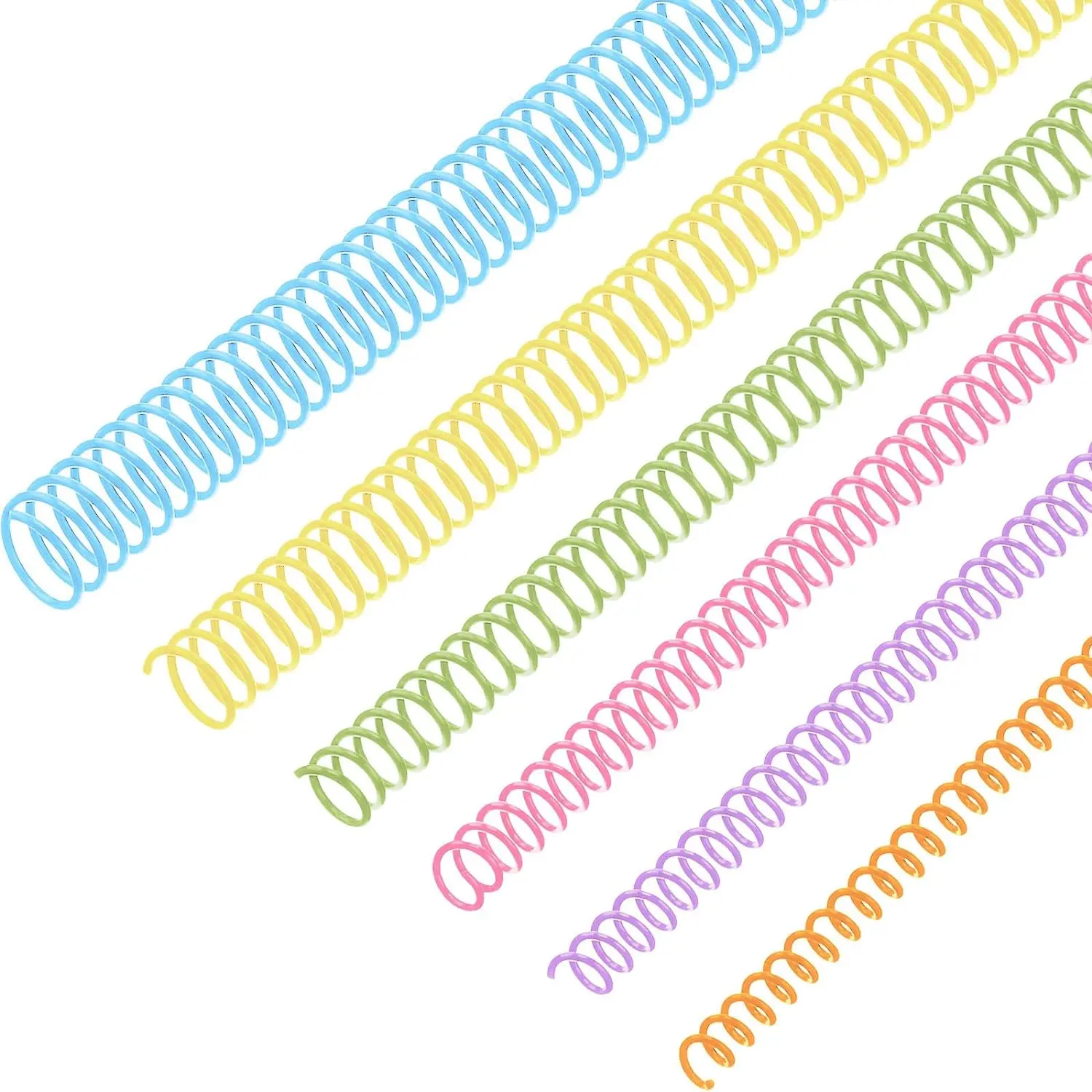 120 Pack Plastic Spiral Binding Coils Binding kit Spirals Multi Size Spiral Binding Spines Binder Combs Spines (Colorful,1/4 5/16 3/8 1/2 5/8 3/4 Inch)