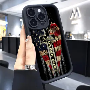 Phone case for iPhone 16 Pro Max 15 Plus 14 13 12 11 XR XS Cross Flag Full Body Protection Shockproof Soft Silicone Cover