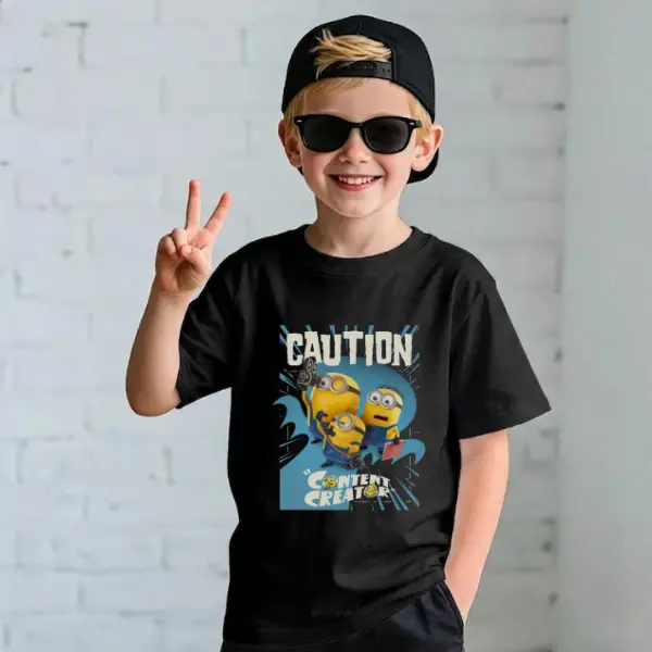 Minions & Monsters Alert Content Creator Baby Tee, Kids Graphic Shirt, Unisex Toddler Tee, Casual Daily Wear Kids Clothing