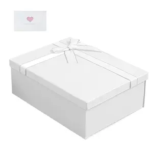 1pcs Medium Elegant Gift Box with Lid and Shredded Paper Fill for Weddings, Graduations, Birthdays, Father's Day, Groomsmen Gifts, All Occasion