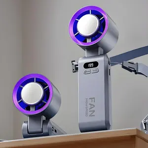 High-Speed Turbo Handheld Fan with Ice Cooling, 20000 RPM Adjustable Speed Personal Fan, Rechargeable Portable Pocket Fan for Travel, Outdoor & Office Use, Purple