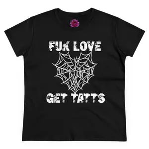 FUK LOVE Women's Midweight Cotton Tee, tattoo tee, Graphic Design, Tattoo life shirt.