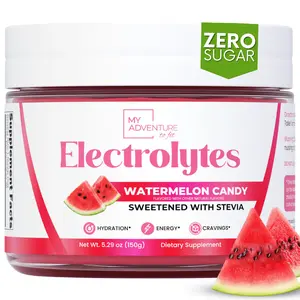 My Adventure to Fit Zero Sugar Watermelon Candy Electrolyte Powder - Refreshing Hydration with Stevia - Caffeine-Free Vegan Keto Paleo Friendly - Natural Ingredients - Sugar-Free Electrolytes Drink Mix - 30 Servings - Edible Dietary Supplement