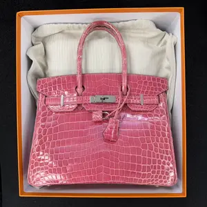 Pre-owned HERMÈS Leather Tote Bags CALUXB Hermes Birkin 30 Fuchsia Shiny PHW 2012 Stamp：Square P