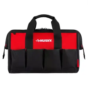 18 in. 14 Pocket Zippered Tool Bag - Red & Black Organizer with Multiple Compartments