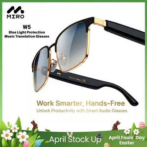 【W5】MIRO Smart Audio Glasses (Lifetime FREE Membership)  – 10-Hour Battery, Blue Light Filter, Stereo Audio – Wireless Wearable Headphones for Meetings, Work, Travel & Daily Entertainment, Ideal Gift for Professionals & Tech Lovers