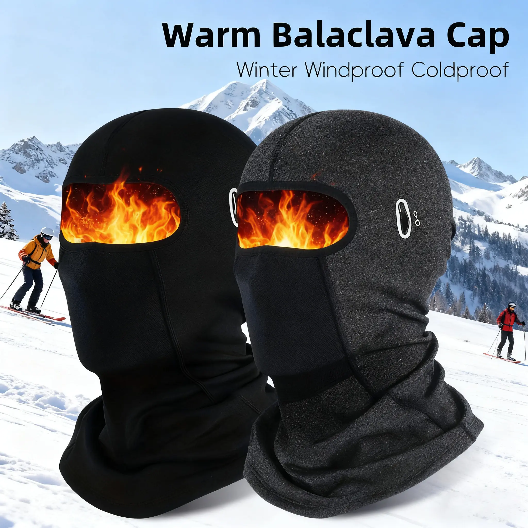 2PCS/1PC Windproof Cold Weather Balaclava - Thermal Full Face Mask with Goggle Openings for Cycling Skiing Outdoor Men Women