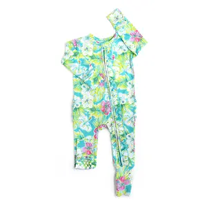 Kalea RUFFLE ZIP Super Soft Bamboo Viscose Zipper One Piece with Mitten Cuffs & Fold-over Feet for Easy Diaper Changes Newborn to 24m