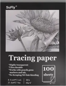 Tracing Paper 8.5x11 inch, 100 Sheets Transparent Vellum Paper for Tracing Pads, 38lb/60gsm Translucent Tracing Paper for Pencil, Marker and Ink - Trace Images, Sketch, Preliminary Drawing, Overlays.