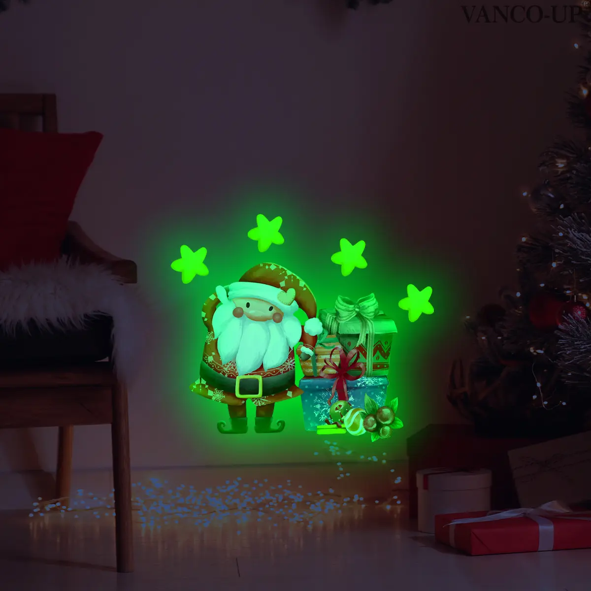 A luminous Christmas-themed cartoon Santa Claus wall sticker - a self-adhesive home holiday decoration and beautification sticker, YCG20206