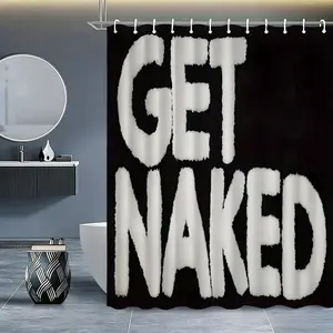 Funny Bathroom Set, Waterproof Shower Curtain & Non-Slip Absorbent Mat, Minimalist Design, Ideal for Bathrooms & Rent-Ready Spaces, Shower Curtain Sets