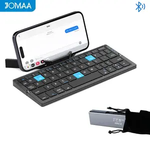 JOMAA Aluminum Alloy Folding Bluetooth Keyboard Mini Portable Folding Office Keyboard Wireless Rechargeable Keyboard with Magnetic Tablet iPad Stand