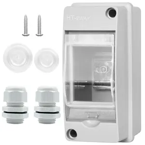 Waterproof Distribution Protection Box, ABS Plastic Breaker Electrical Box with Transparent Cover IP65, for Indoor Outdoor Wall Circuit Breaker (HT-2WAY)