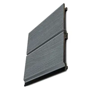 Enhanced Grain Wood-Like Composite Siding Panels, Graphite Charcoal Gray Exterior Wall Cladding, Waterproof Weatherproof & Fire-Resistant Decorative Wood Grain Wall Panels for Modern Homes, Offices & Feature Walls