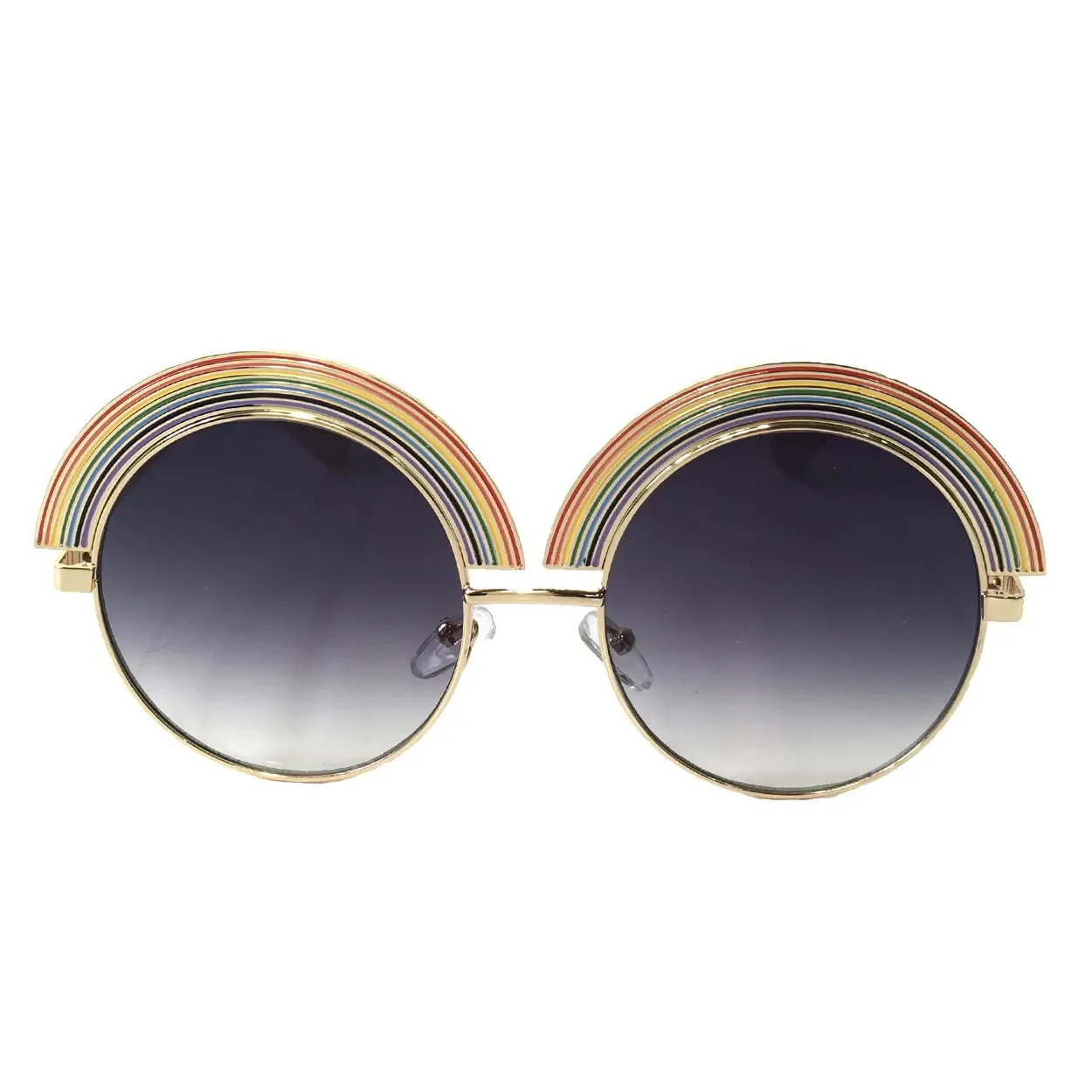Fashion Culture Festive Sunglasses for Female Fashion Enthusiasts, Stylish Rainbow Eyewear for Outdoor UV Protection, Rainbow Stripe, Uv Protected, Novelty Print, Uv Protection Lens