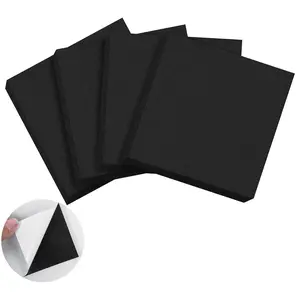 4 count Adhesive  Padding Sheets Closed Cell Neoprene  Sheet 3/4" Thick, 4" x 4" Self Stick Insulation Anti Vibration Pads Anti-Slip for Furniture, , Speakers, DIY