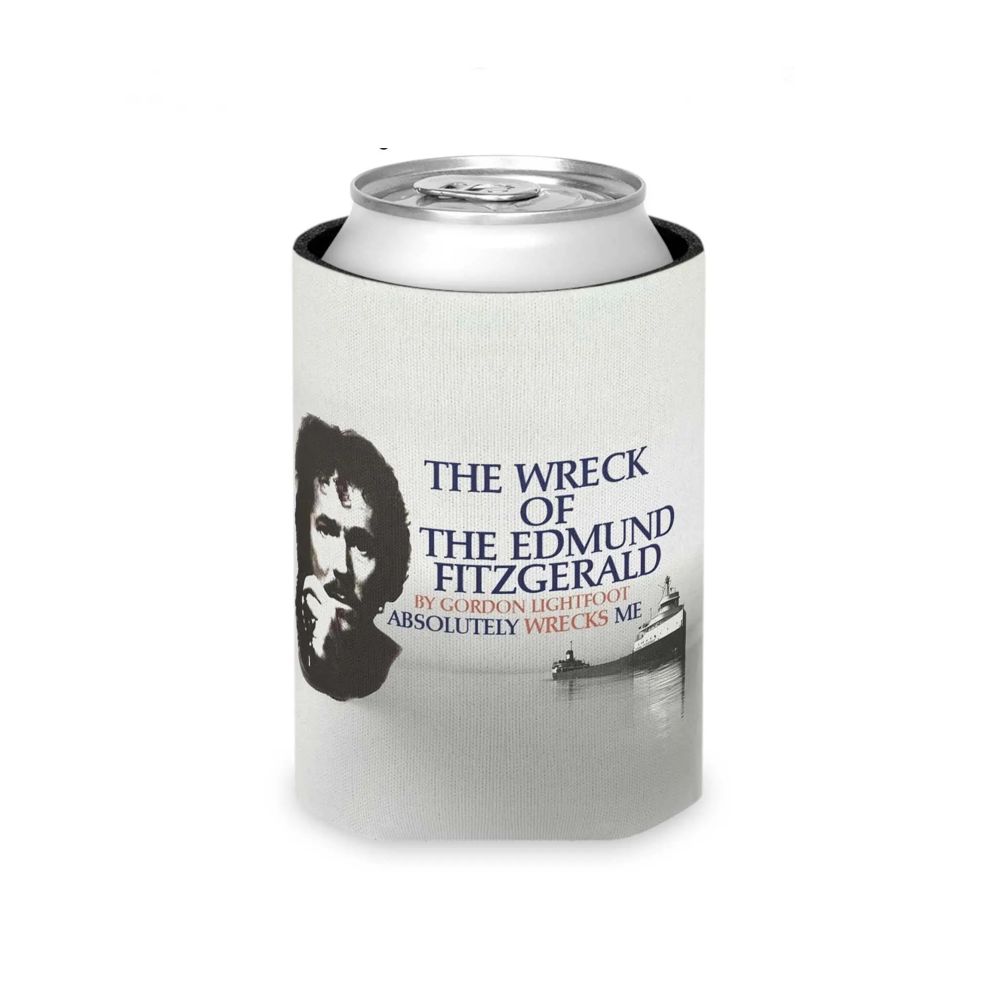 The Edmund Fitzgerald Shipwreck Glow in the Dark Men's1975 Wisconsin 50th Anniversary Can Cooler