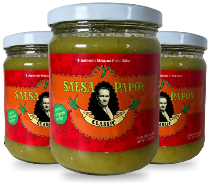 Salsa Papoy 3 Pack - Authentic Mexican Green Salsa - Ideal For Chips, Tacos, & All Mexican Food.