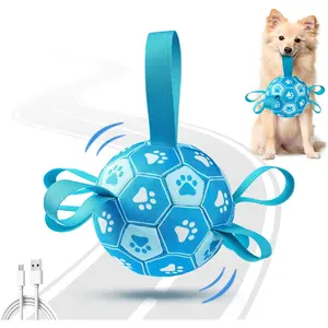 Dog Toys Dog Soccer Ball to Keep Them Busy,Durable Automatic Moving Jumping Dog Balls with Straps for Small/Medium/Large Dogs, USB Rechargeable,Not for Aggressive Chewers