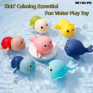 Children Bath Toy Set Duck Turtle Dolphin Water Play Toys, Bathroom Bathtub Fun Playtime for Boys Girls, Summer Toy Baby Calming Tool