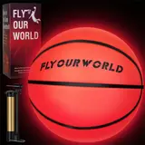 Light Up LED Basketball, Glow in The Dark, Sizes 7 Light Up Ball for Kids, Teens & Adults, Red Glow for Outdoor Games, Sports, Birthday Gifts Ideas for Boys
