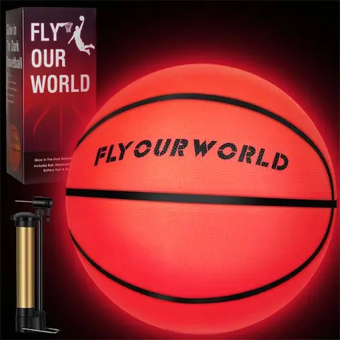 Light Up LED Basketball, Glow in The Dark, Sizes 7 Light Up Ball for Kids, Teens & Adults, Red Glow for Outdoor Games, Sports, Birthday Gifts Ideas for Boys