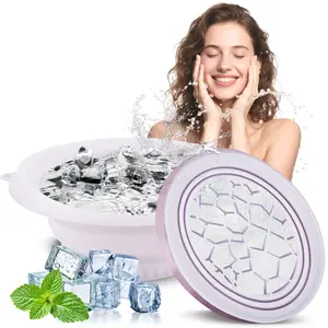 Collapsible Silicone Facial Ice Bath Bowl with Built-in Ice Tray for Cold Immersion Therapy Skin Tightening Portable Spa Tool for Home and Travel Black